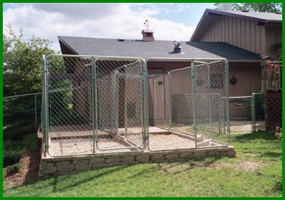 view of 2 indoor/outdoor kennels